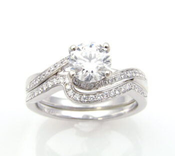 white gold Zeghani engagement and wedding ring