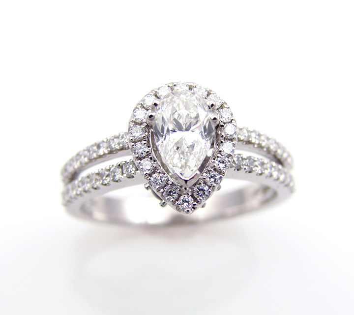 white gold engagement ring with diamonds