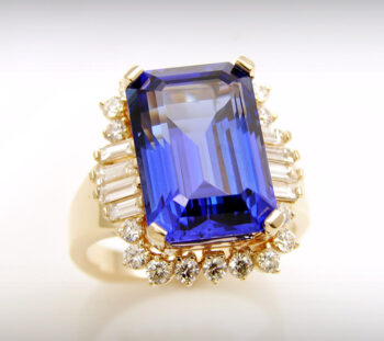 Custom made tanzanite and diamond ring