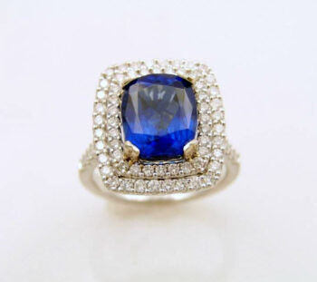 white gold tanzanite and diamond ring with diamonds