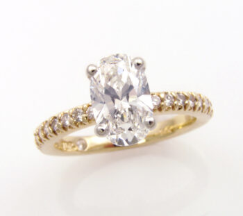 yellow and white gold engagement ring with diamond