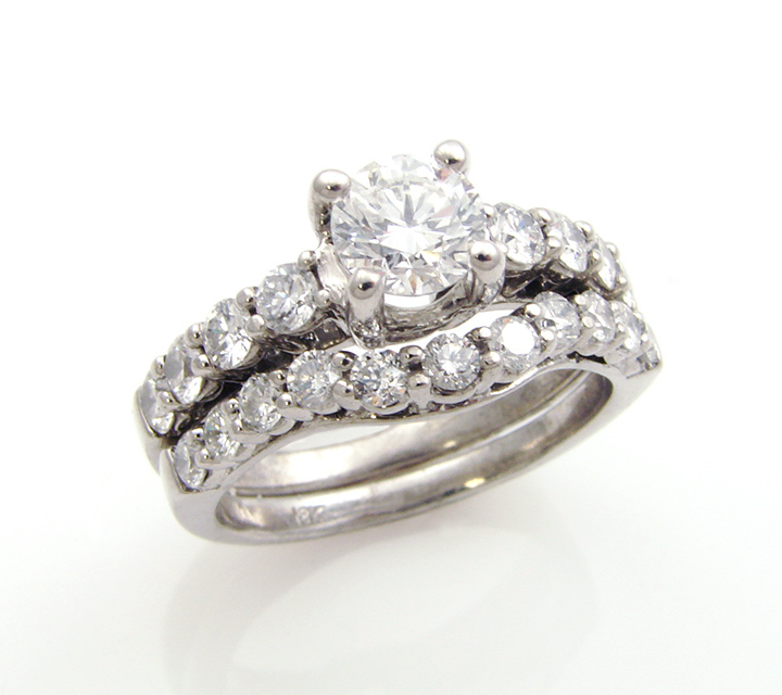 white gold wedding ring with diamonds