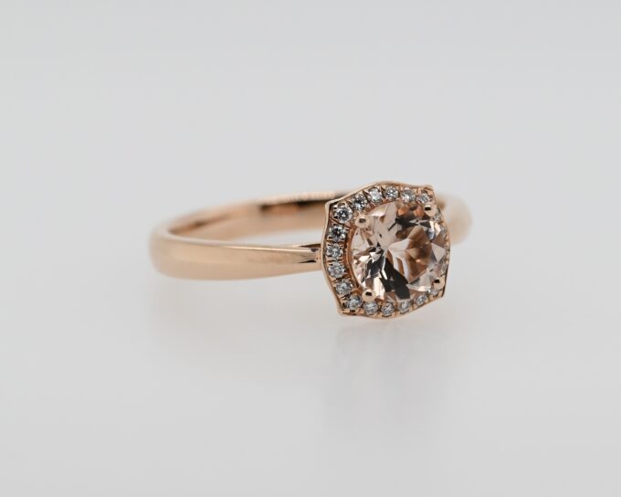 14K Rose Gold Pink Morganite Ring
