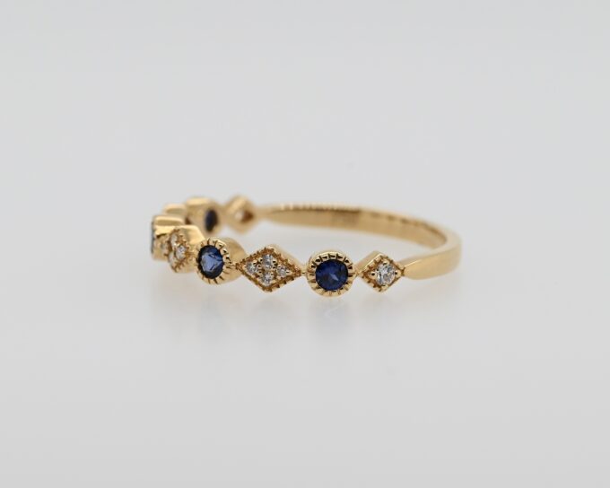 18K Yellow Gold Stackable Sapphire & Diamond Ring