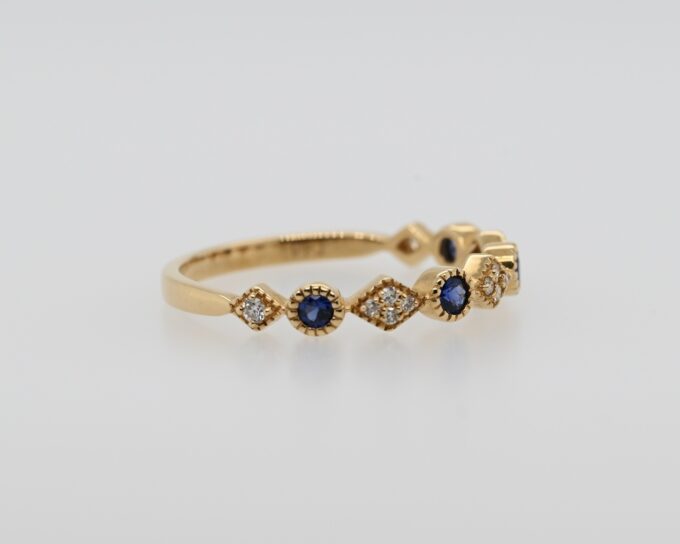 18K Yellow Gold Stackable Sapphire & Diamond Ring
