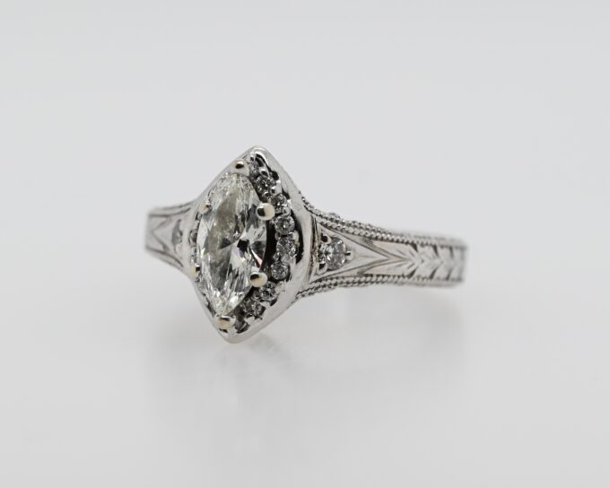 14K White Gold Marquise Engagement Ring