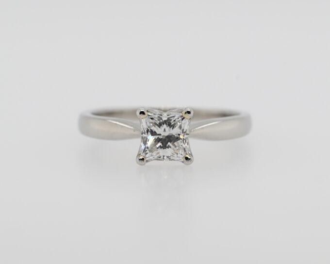 Platinum Solitaire Princess Cut Engagement Ring
