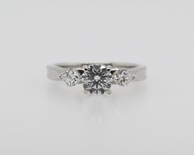 18K White Gold Three Stone Engagement Ring
