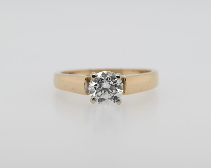 14K Yellow Gold Round Solitaire Engagement Ring