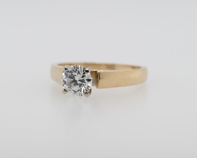 14K Yellow Gold Round Solitaire Engagement Ring