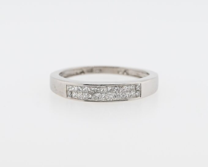 14K White Gold 2-Row Diamond Anniversary Ring