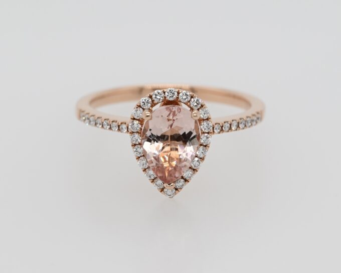 14K Rose Gold Morganite & Diamond Ring