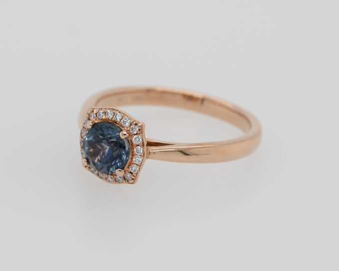 14K Rose Gold Sapphire & Diamond Ring