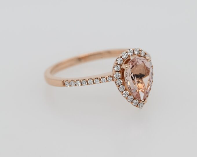 14K Rose Gold Morganite & Diamond Ring