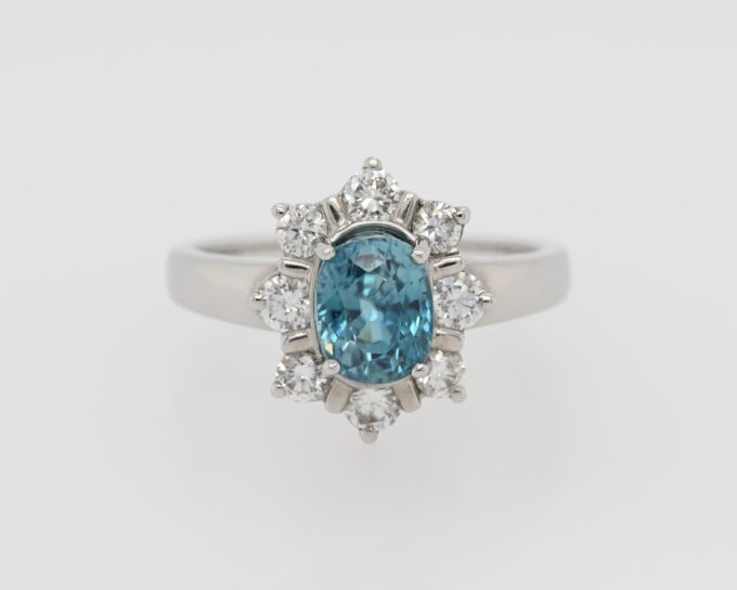 18K White Gold Diamond & Zircon Dinner Ring