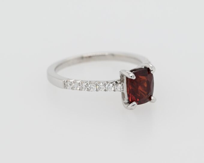18K White Gold Red Spinel & Diamond Ring